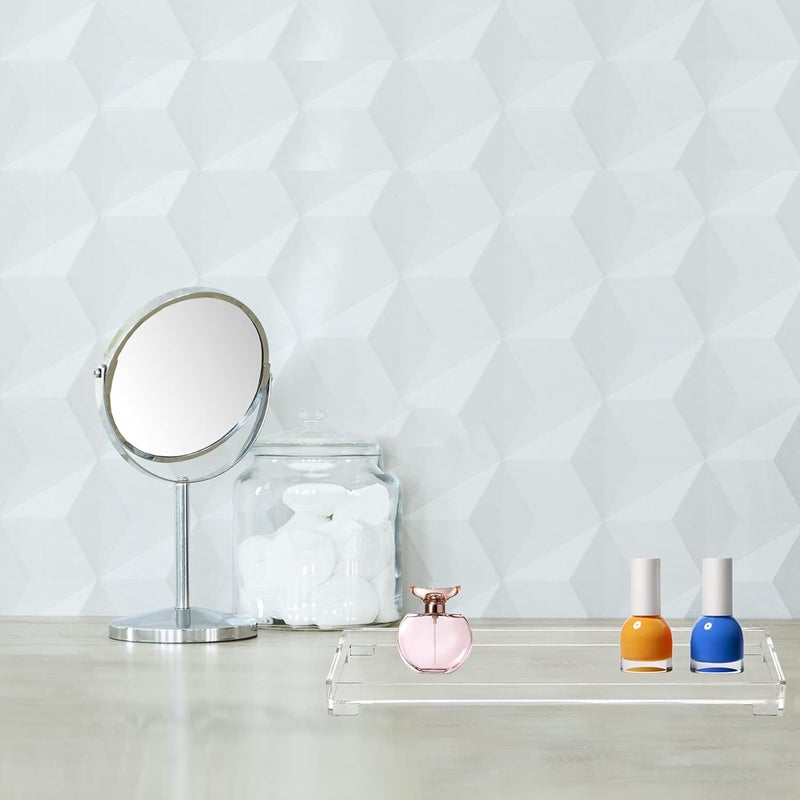 DELIPPLY Vanity Bathroom Tray, Acrylic Rectangle Decorative Catchall Organizer Storage Tray - Clear - Image 4
